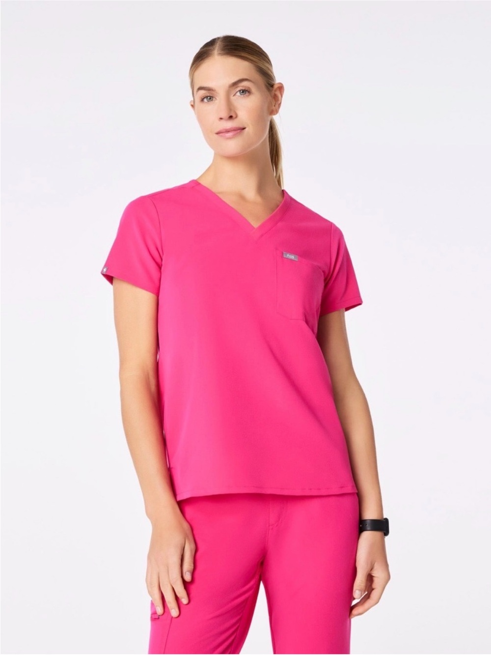 Womens Figs Shocking Pink Top size Large
